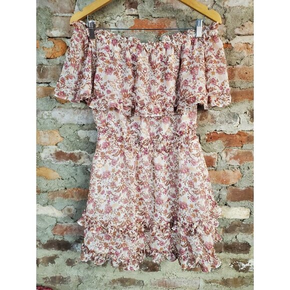 Jessica Simpson Off The Shoulder Summer Sundress Womens Sz M Dress Pink B - Picture 1 of 3